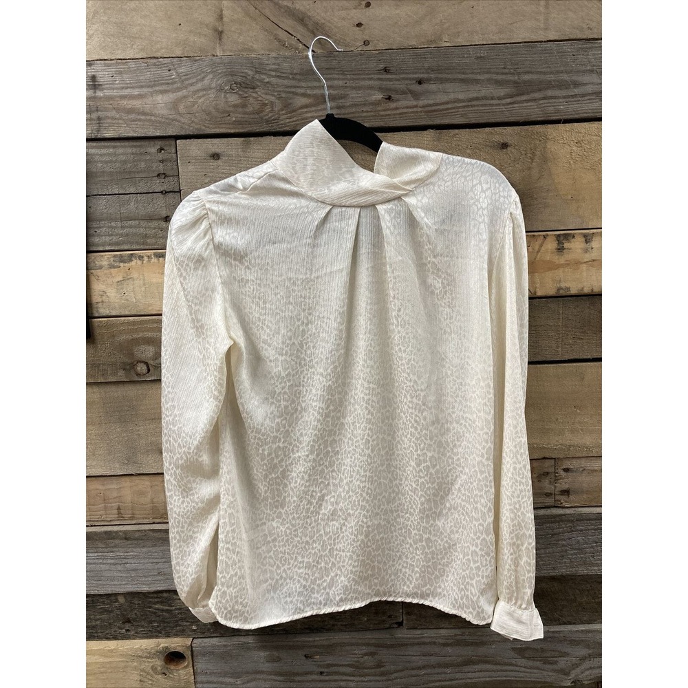 Vintage 60’s eg carlson long sleeve white cheeta blouse size 6